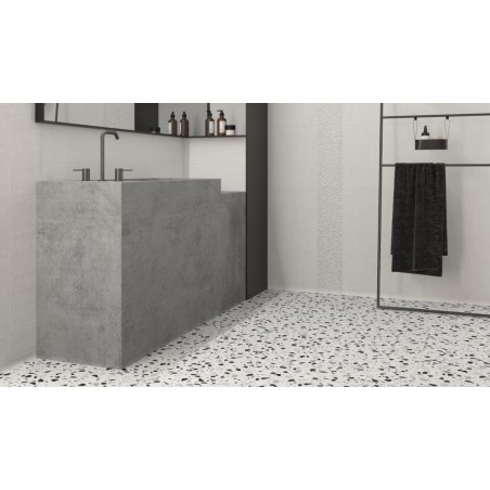 Carrelage imitation terrazzo noir et blanc mat 20x20x0.8cm apetrendy black