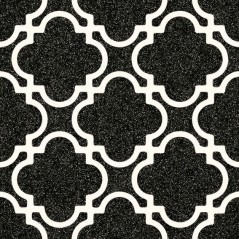 Carrelage décor géométrique blanc sur noir rectifié 20x20cm Vivbulnes grafito