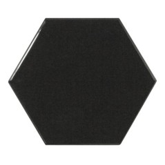 Carrelage hexagonal en grès cérame émaillé noir mat 15x17cm, natucnewpanal carbo