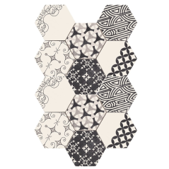 Carrelage hexagonal en grès cérame émaillé patchwork mat 15x17cm, natnewpanal modeli mix.