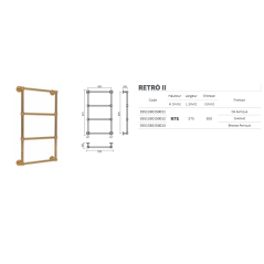 Sèche-serviette radiateur rétro art déco eau chaude or et chromé 975x575mm coretro2