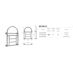 Sèche-serviette radiateur rétro art déco eau chaude or et chromé 970x600mm coretro3