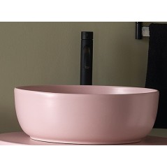 Vasque ronde rose mat en céramique D: 33 hauteur 12.5cm et D:39 hauteur 14cm scaxglam antique pink 54