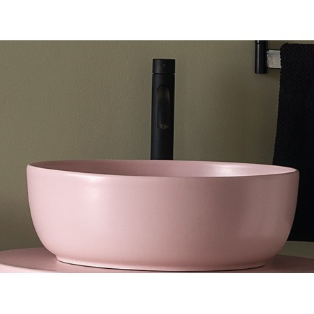 Vasque ronde rose mat en céramique D: 33 hauteur 12.5cm et D:39 hauteur 14cm scaxglam antique pink 54
