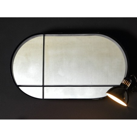 Miroir noir ovale avec étagères horizontal ou vertical 90x50cm scax2404