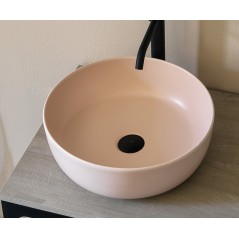 Meuble console de salle de bain métal GRG et bois 88 100x50cm H:74cm avec une vasque scarglam rose mat D:39cm scarable