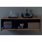 Meuble console de salle de bain métal noir NROP et bois 89 120x50cm avec une vasque scaxglam noir 35 D:39cm scaxslide