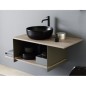 Meuble console de salle de bain métal noir NROP et bois 88 90x50cm avec une vasque scaxglam noir 35 D:39cm scaxslide4