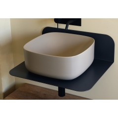 Meuble de salle de bain sur console métallique noire NROP 60x48x20cm vasque beige 42cm et tiroir 79x20cm scarplana