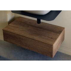 Meuble de salle de bain sur console métallique noire NROP 60x48x20cm vasque beige 42cm et tiroir 79x20cm scarplana