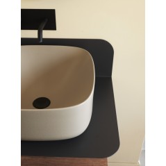 Meuble de salle de bain sur console métallique noire NROP 60x48x20cm vasque beige 42cm et tiroir 79x20cm scarplana