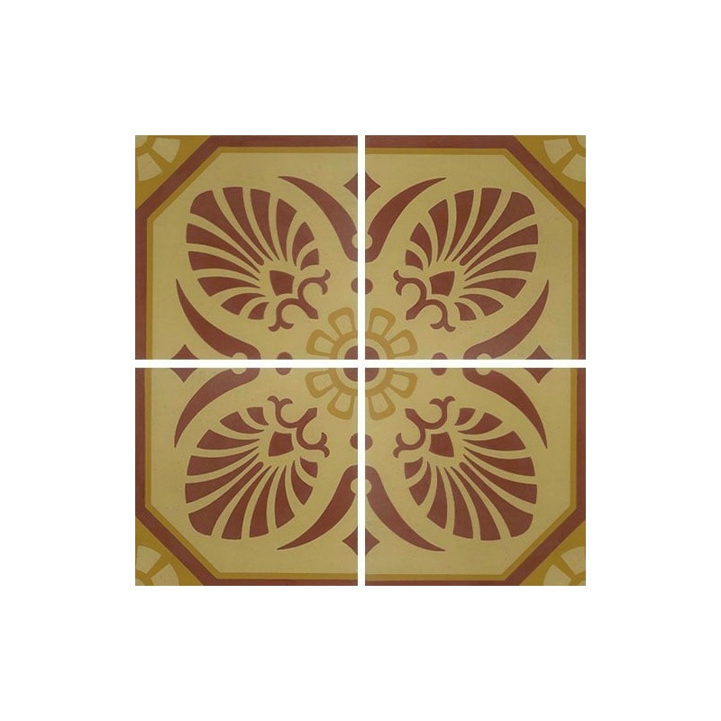 Carrelage ciment véritable décor arabesque 7690-1 20x20cm