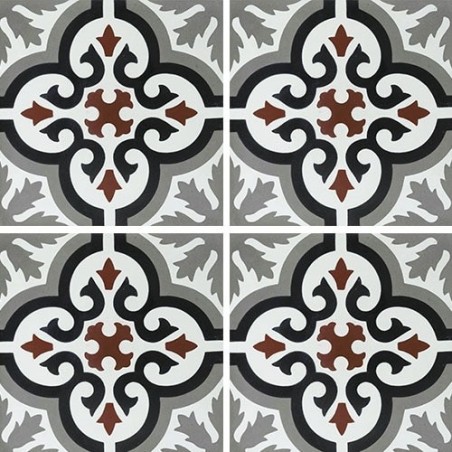 Carrelage ciment décor arabesque 7900-4 20x20cm