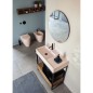 Meuble console de salle de bain metal noir L:89cm et tiroir en bois 89 avec une vasque rectangulaire rose mat scaxsolid1