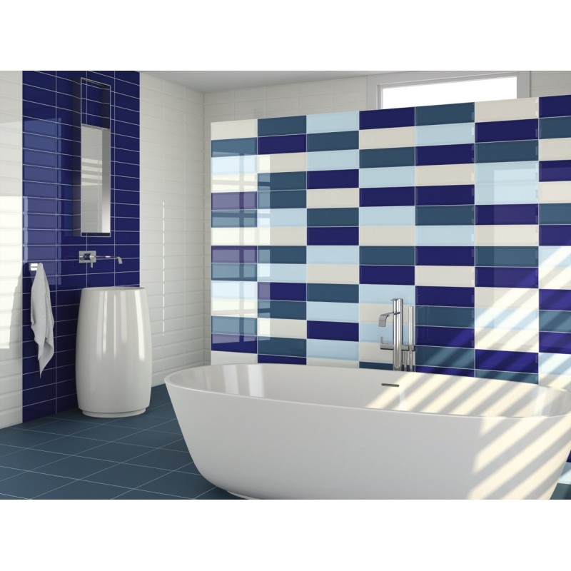 Carrelage métro couleurs: luna, blanc, piscina, ou cobalt, brillant 10x30cm pour le mur apeloft