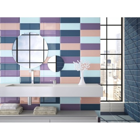 Carrelage métro couleurs: luna, violette, piscine, ou flamingo brillant 10x30cm pour le mur apeloft