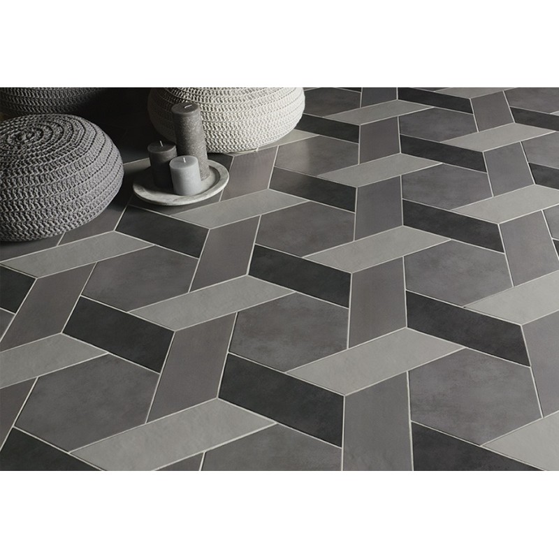 Carrelage rectangulaire gris moyen satiné rectangulaire 9x36cm, hexagonal ou chevron  sol et mur natconcret paris