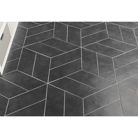 Carrelage rectangulaire gris foncé satiné rectangulaire 9x36cm, hexagonal ou chevron sol et mur natuconcret oslo