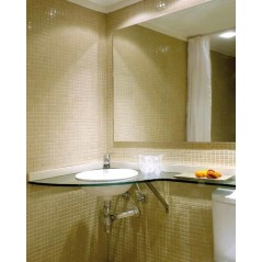 Emaux de verre antidérapant pour le sol de la salle de bain beige mosaique piscine mosmc-502 2.5x2.5 cm sur trame.