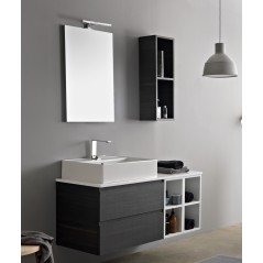 Meuble de salle de bain largeur 120cm profondeur hauteur 64,5cm avec deux tiroirs et une vasque blanc brillant scarphorma