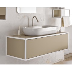 Meuble de salle de bain largeur 120cm profondeur 50cm hauteur 49cm avec un tiroir et vasque blanc brillant 76x39cm scaxframe6