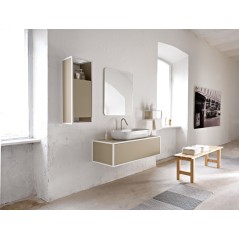 Meuble de salle de bain largeur 120cm profondeur 50cm hauteur 49cm avec un tiroir et une vasque blanc brillant 76x39cm scarframe