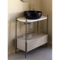 Meuble console de salle de bain structure métal L74.5cm H77.5cm P39cm avec tiroir en bois et vasque céramique scaxdiva 7