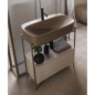 Meuble console de salle de bain structure métal L74.5cm H77.5cm P39cm avec tiroir en bois et vasque céramique scaxdiva 6