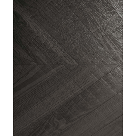 Carrelage imitation parquet noir point de hongrie sol et mur, 9.4x49cm rectifié santawood chevron dark