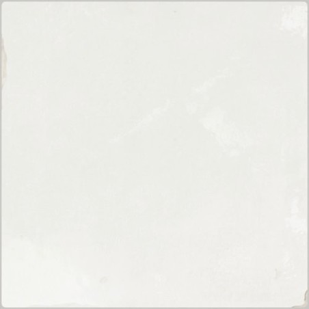 Carrelage Effet Zellige blanc brillant nuancé fait main apegsouk pearl 13x13x1cm,