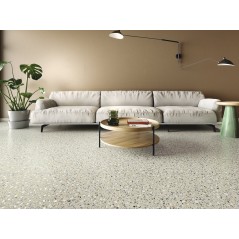 Carrelage imitation terrazzo beige mat avec grain de couleur rectifié 60X60X1cm apepoca silken bone