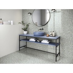 Carrelage imitation terrazzo gris poli brillant avec grain de couleur rectifié 60X60X1cm apegpoca grey