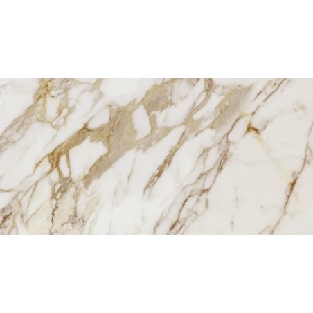 Carrelage imitation marbre blanc et or mat rectifié 60x120cm, apeg calacatta gold