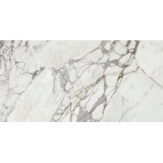 Carrelage imitation marbre blanc et argent mat rectifié 60x120cm, apeg calacatta silver