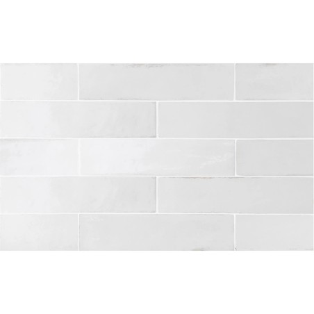 Carrelage salle de bain Effet Zellige blanc brillant 6x24.6x0.9cm eqxtribeca gypsumwhite 26871