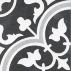 Carrelage imitation carreau ciment noir gris et blanc, sol et mur, 25x25cm Dif arte due black