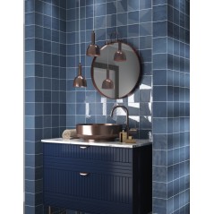 Carrelage bosselé bleu mat et brillant 13.8x13.8cm contemporain sol et mur apegdrop blue