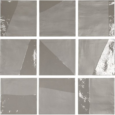 Carrelage bosselé gris mat et brillant 13.8x13.8cm contemporain sol et mur apegdrop grey