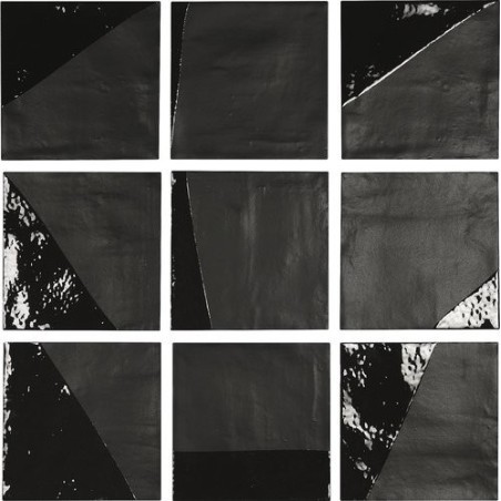 Carrelage bosselé noir mat et brillant 13.8x13.8cm contemporain sol et mur apegdrop black