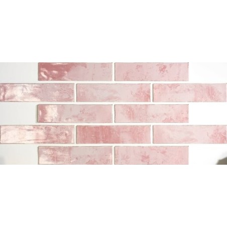 Carrelage imitation ciment liquide brillant rose losange rombo 15x25.9cm brique 7.5x30cm, apegsnap pink