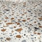 Carrelage effet terrazzo mat 90x90cm et 120x120cm rectifié sur fond blanc, santadeconcrete maxi deco white