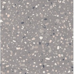 Carrelage effet terrazzo mat 60x60cm, 90x90cm et 120x120cm rectifié sur fond gris, santadeconcrete medium grey