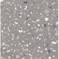 Carrelage effet terrazzo mat 60x60cm, 90x90cm et 120x120cm rectifié sur fond gris, santadeconcrete medium grey