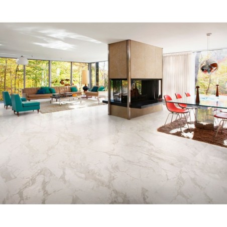 carrelage imitation marbre blanc satiné rectifié 90x90x1cm, salon, santamarmocrea venato gold