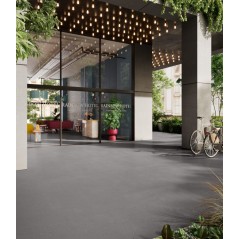 Carrelage effet terrazzo mat 60x60cm, 90x90cm et 120x120cm rectifié sur fond gris, santadeconcrete micro grey