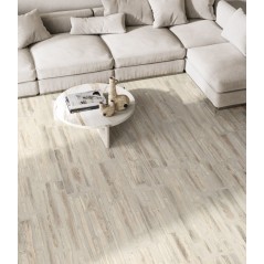 Carrelage fusion de parquet blanchi et béton mélangé mat 30x120cm et 30x180cm rectifié, sol et mur santafusion light