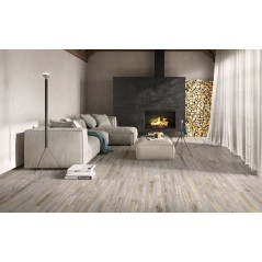 Carrelage imitation mélange béton et bois naturel mat, sol et mur 30x120cm et 30x180cm rectifié santafusion natural