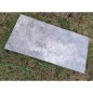 Margelle piscine, plate en pierre gris 61X33X3cm bord droit et bord rond,  artx travertin silver