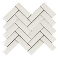 Mosaique barette blanc brillant 11x3.5cm sur trame 26.2x31.8x0.8cm Dif chevron