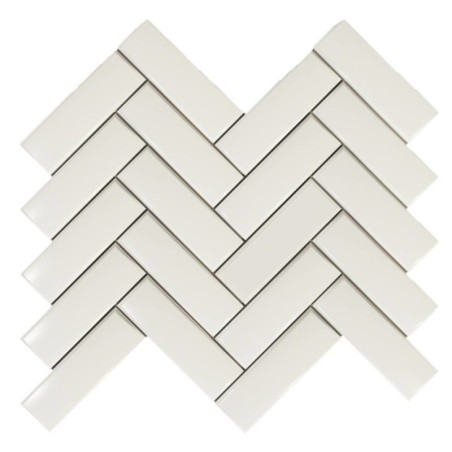 Mosaique barette blanc brillant 11x3.5cm sur trame 26.2x31.8x0.8cm Dif chevron